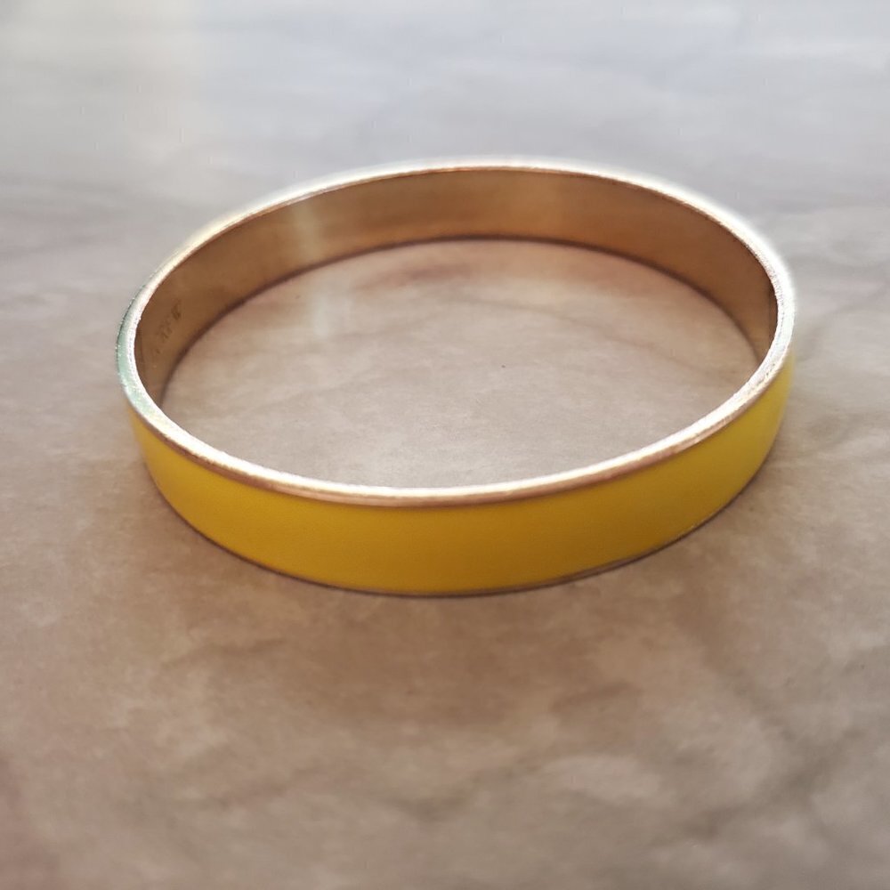 💛 Vintage 1990s 90s J.Crew Yellow Enamal Skinny Bangle Bracelet 💛 - Picture 5 of 9